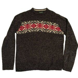 David Taylor Ski Sweater Gray Size Large Crew Neck Fishermans Pullover Mens